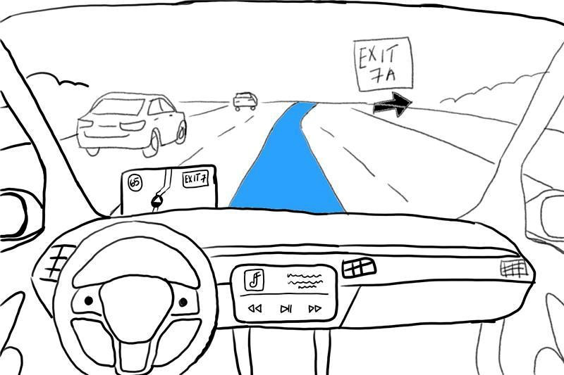 Daytime DrivAR windshield concept sketch
